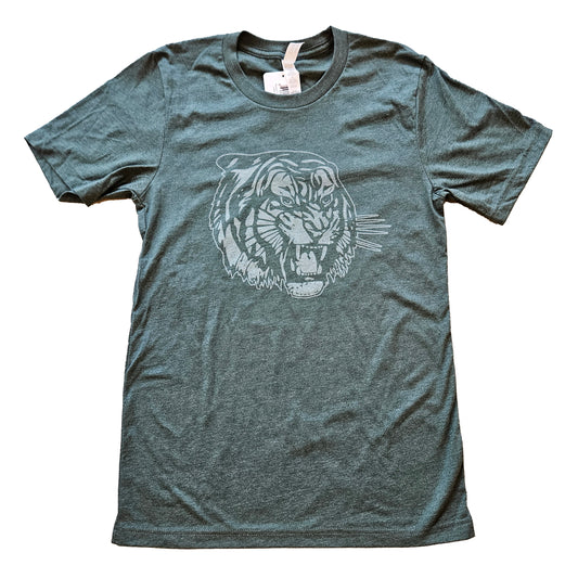 T-shirt with Tiger Head logo in Forest Green